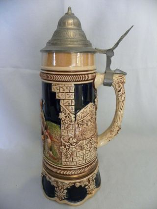 VINTAGE EDELWEISS HANDCRAFTED MUSICAL LARGE BEER STEIN SWISS MUSICAL MOVEMENT 3