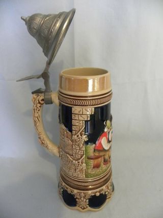 VINTAGE EDELWEISS HANDCRAFTED MUSICAL LARGE BEER STEIN SWISS MUSICAL MOVEMENT 5