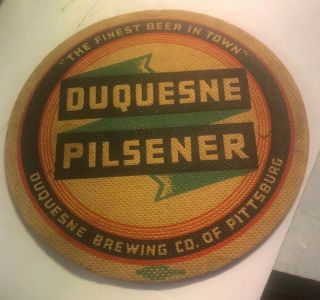 Vintage Duquesne Pilsner Beer Pittsburgh Pa Coaster 1940s