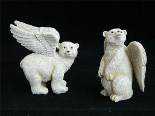 2001 Patience Preston Winged Polar Bear Angel Pair Couple Character Collectibles