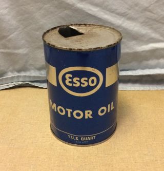 Vintage Esso 1 Quart Automotive Motor Oil Tin Can Humble Oil Co Houston Texas