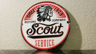 Vintage Scout Motor Company Porcelain Gas Auto Dealership Service Station Sign