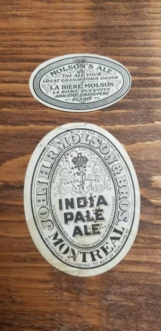 Rare Canada Beer Label John H.  R Molson Bros India Pale Ale Montreal,  Quebec