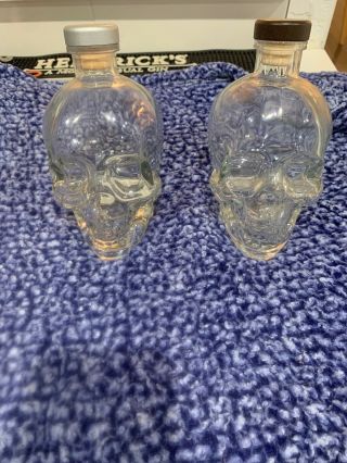(2) Crystal Head Vodka Skull Bottles Empty With Cap 750ml