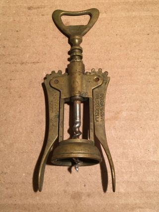 Vintage Brass Corkscrew Wine Bottle Opener Italy Bolla Bardolino