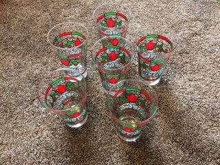 Vintage Coca - Cola Stained Glass Christmas - Six Glasses Red/green
