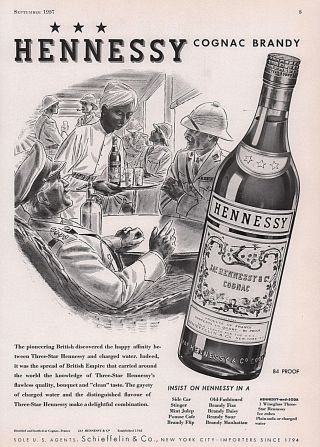 1937 D Ad Hennessy Cognac Brandy British Empire India Turbans Militaria