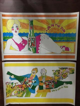 7 - Up Un & Un Is Too Advertising Poster Hippie Flower Soda Sign Whitesides 2