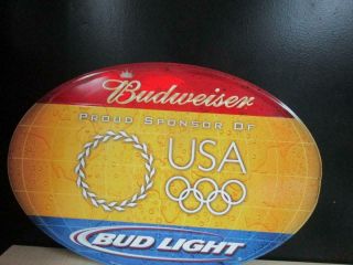 Budweiser Bud Light Usa Olympics Proud Sponsor Metal Beer Sign 28x18 "