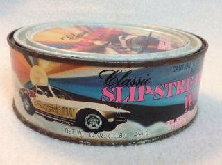 Vintage Classic Chemical Slip Stream Auto Car Wax Tin 60s Gm C2 Corvette Graphic