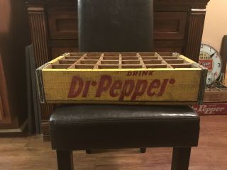 1950s Dublin,  Tex Dr.  Pepper Vintage Wood Yellow Soda Pop Bottle Crate Carrier