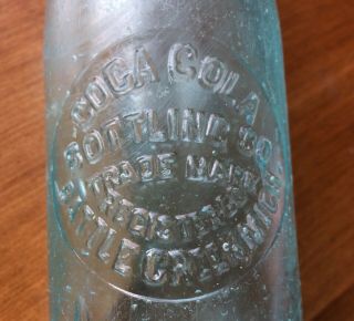 Antique Straight Sided Coca - Cola Bottling Battle Creek Michigan Bottle Coke