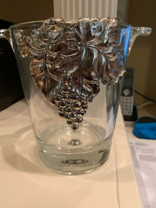Arthur Court Heavy Crystal Grape Design Grapevine Wine Round Ice Bucket