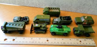 9 Vintage 1970s Hot Wheels Matchbox Diecast Toy Military Vehicles Cars