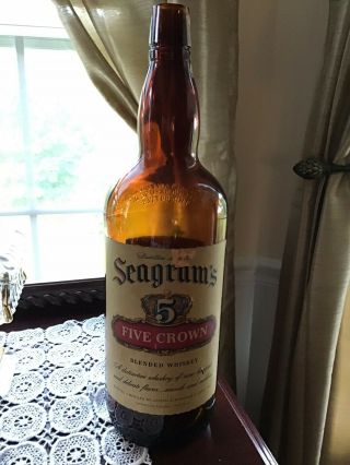 Vintage Seagrams 5 Crown Blended Whiskey Half Gallon Bottle D126 56 - 42