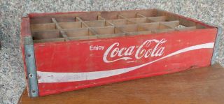 Vintage Coca Cola Coke Red Wood Wooden Crate Bottle Holder With 24 Dividers