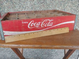 Vintage Coca Cola Coke Red Wood Wooden Crate Bottle Holder with 24 Dividers 2