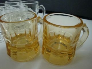 10 Federal Glass Miniature Beer Mug Shot Glasses Vintage - Clear Amber Pale Pink 3