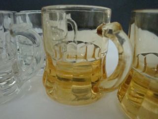 10 Federal Glass Miniature Beer Mug Shot Glasses Vintage - Clear Amber Pale Pink 5