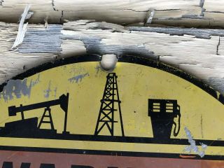 Vtg 1981 Marathon Petroleum Pipe Line Warning Painted Metal Sign 12” Gas & Oil 5