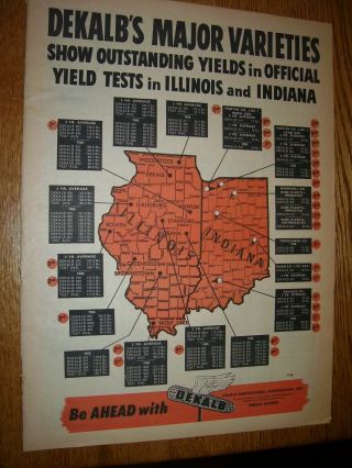 Vintage Seed Corn Advertising - 10 " X 14 " - Dekalb Hybrid Seed Corn - Dekalb,  Ill