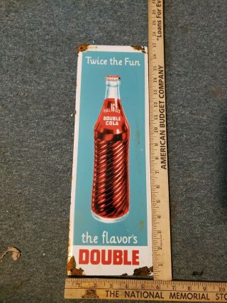 Vintage 1950s Double Cola Drink Soda Pop Advertising Porcelain Sign:17 " X6 " In "