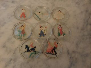 Vintage Set Of 8 Glass Coasters With 50 