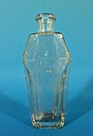 Antique Blown In Mold Coffin Casket Form Starburst Poison Bottle