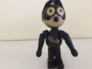 Toy Wood Felix The Cat Dated 1925 Moveable Joints Figurine 4” Tall Marked On Fo