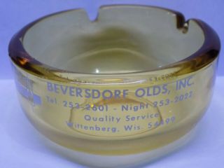Vintage Beyersdorf Oldsmobile Inc Advertising Glass Ashtray Wittenberg Wisconsin 2