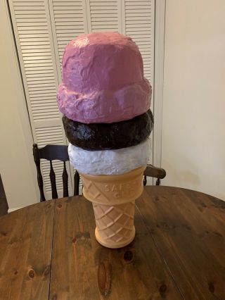 Safe T Cup Ice Cream Cone Plastic Blow Mold Chocolate,  Strawberry,  Vanilla 30”