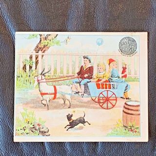 Universal Stoves And Ranges Ad Trade Card Kids In Goat Wagon Orig 41/2 X 51/2