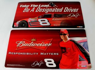 2 Dale Earnhardt Jr Budweiser Beer Nascar Racing Dangler Hanging 2 Sides Signs