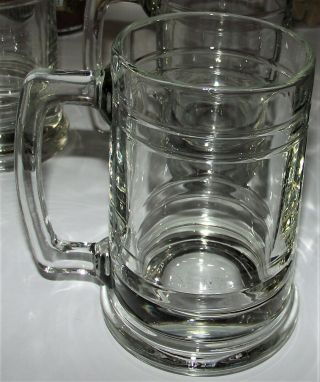 EUC - AWESOME Set of 6 Clear Glass Heavy Glass Beer Mugs - LQQK 4