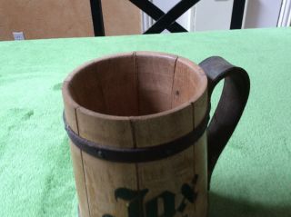 RARE VINTAGE JAX Beer Orleans WOOD Stein Mug With Leather Handle Ex Cond 7