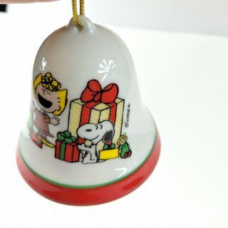 Vintage Peanuts Christmas Bell Ornament Snoopy Sally Woodstock 2.  5 