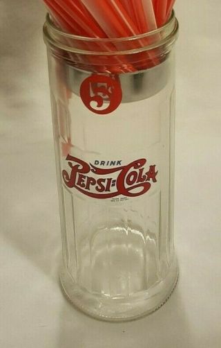 Pepsi Cola Straw Holder Glassware Soda Fountain Cafe Diner Rt.  66 Drive In Rare
