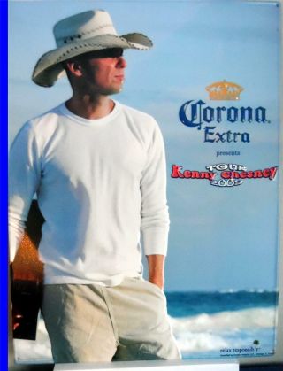Kenny Chesney Corona Extra Beer 2009 Tour Metal Sign.  Large 24 " X 18 "