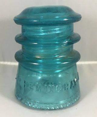 Vintage Glass Insulator Hemingray - 10 Aqua Teal Blue,  No Date,  Made In Usa 21