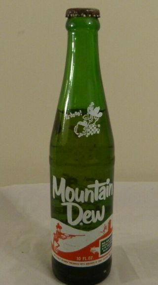 Rare Vintage Mountain Dew Soda Bottle No Moon Hillbilly 10 Oz Ya - Hooo