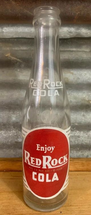 Ex,  Vtg Red Rock Cola C.  1939 7 Oz Glass Soda Pop Bottle Flint Michigan Rare 5