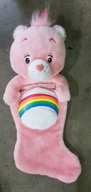 Vintage Rare 2004 Care Bear Plush 20 " Christmas Stocking Pink Rainbow (n)