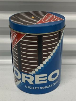 Vintage Cheinco Nabisco Oreo Round Metal Cookie Tin Vtg Collectible