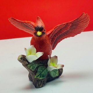 Northern Cardinal Figurine Vintage Porcelain Miniature Sculpture Red Bird Statue