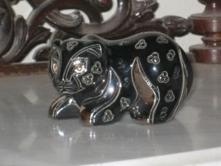 Artesania Rinconada Silver Anniversary Ceramic Panther Cat Animal Figurine 711