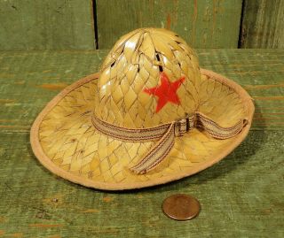 Antique Vtg Miniature Salesman Sample Western Cowboy Red Star Straw Hat