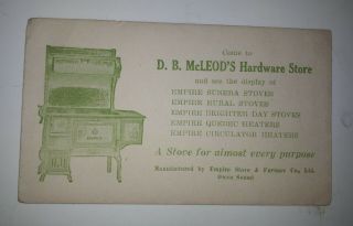 Rare Vintage (owen Sound,  On) " D.  B.  Mcleod Hardware Store " Advertising Ink Blotter