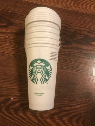 Starbucks White 5 Reusable To - Go Cups 16oz Bpa W/ Lids