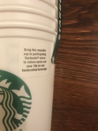 Starbucks White 5 Reusable To - Go Cups 16oz BPA w/ lids 2