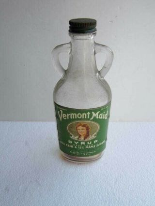 Vintage " Vermont Maid " Syrup Bottle With Label